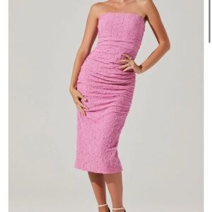 ASTR The Label Pink Strapless Midi Dress